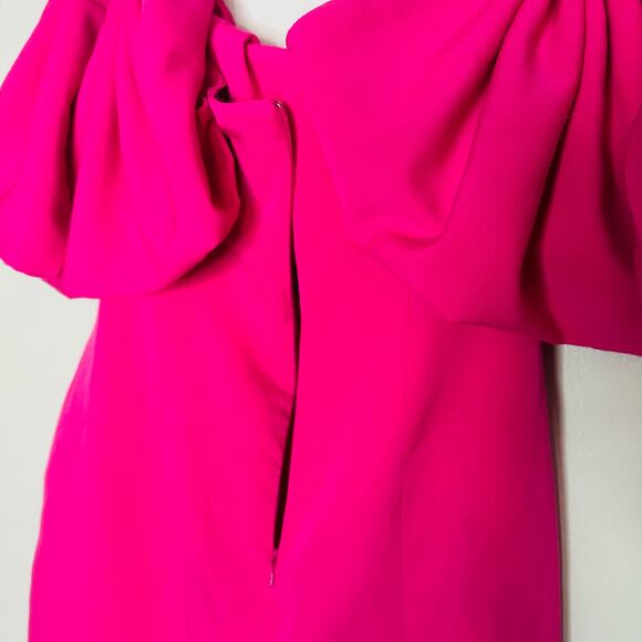TOCCIN x RTR Women's Bright Pink Off the Shoulder Bow Sleeve Mini Dress Size 4 - Picture 11 of 15